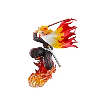 BANPRESTO Kyojuro Rengoku Glass Factory Demon Slayer  Kimetsu No Yaiba Includes Base Bonus Gift 13.5cm Scale Figures