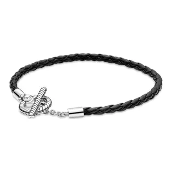 Pandora Moments Braided Leather T bar Bracelet