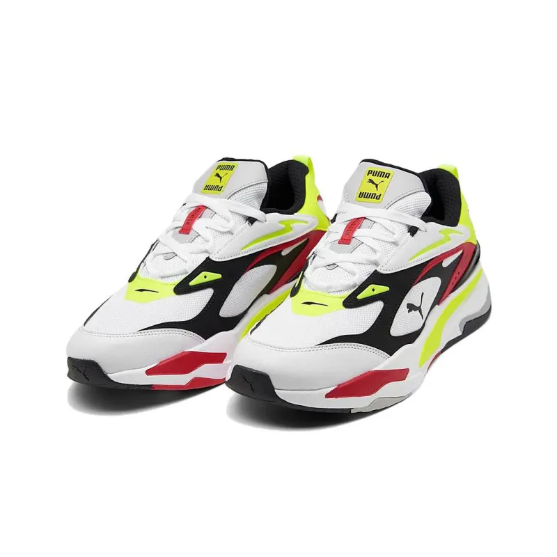 PUMA RS Fast Shock Absorbers Slip Resistant, Abrasion Resistant, Breathable Low Top Casual Shoes Men's White Yellow Red-1