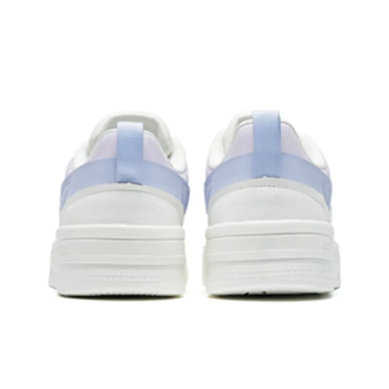 XTEP Off-White Anti-Slip Wear-Resistant Low-Top Skateboard Shoes Women's White Purple Blue-2