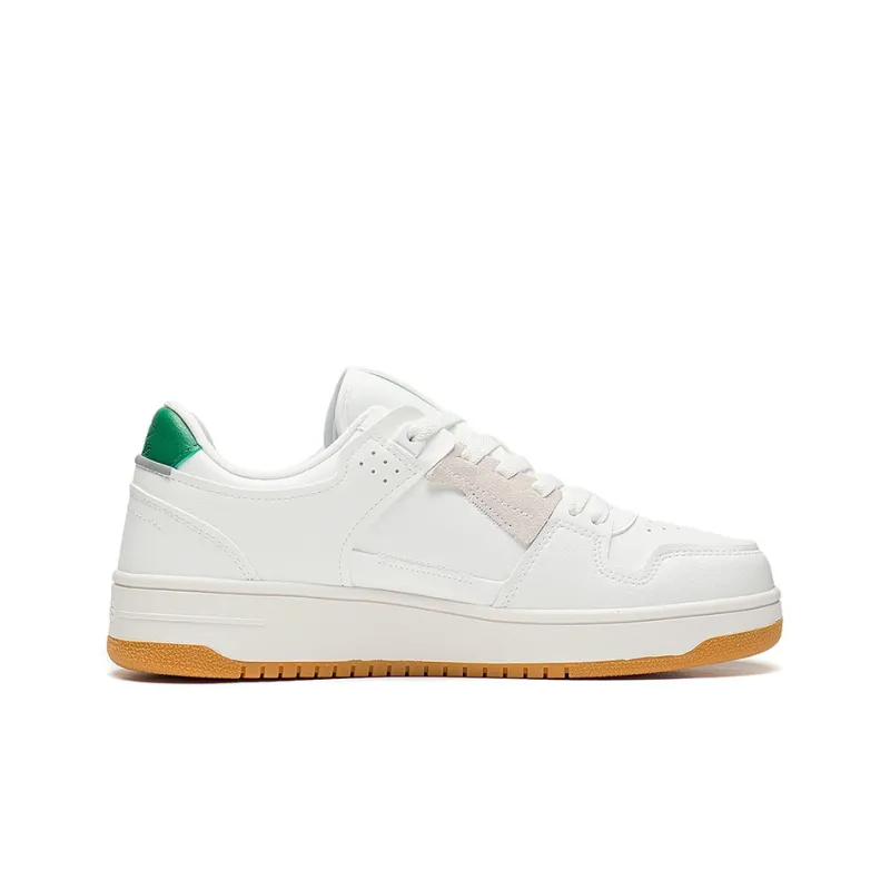 LiNing Slip Resistant Cushioning Abrasion Resistant Lightweight Breathable Low Top Skateboard Shoes Men's White Green-1