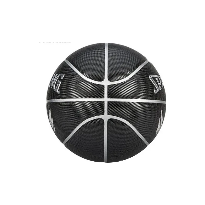SPALDING PU Basketball Black Silver Size 7 Ball Training Unisex-1