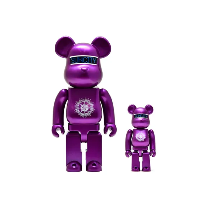 BE@RBRICK 400%100% Macau Noir Gold Black With Neon Futurity Trendy Figures 100%+400%-3