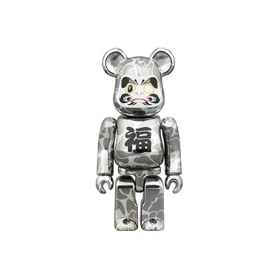 BE@RBRICK x BAPER Maneki Neko & Daruma Gold Plated Lucky Cat & Silver Plated Daruma 4 Pack Set Trendy Figures 100%400%-4