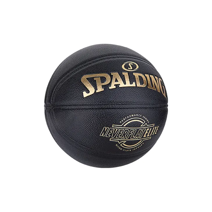 SPALDING NEVERFLAT Series PU Basketball Black Gold Size 7 Training Unisex-1