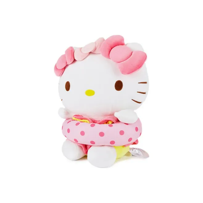 Sanrio Hello Kitty Summer Beach Style, Swim Ring Hello Kitty Dolls Plush Doll 30cm Height-1