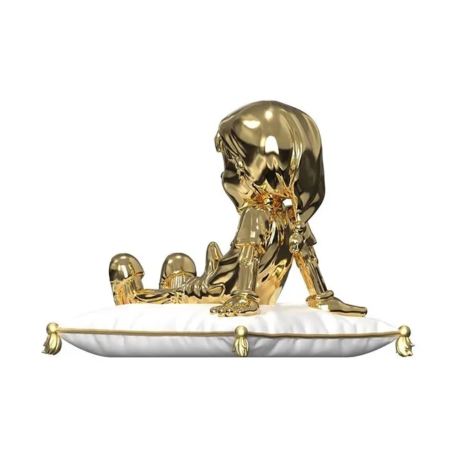 Mighty Jax Pinocchio Sitting Posture Gold Chrome Edition Trendy Figures 21.5cm-1