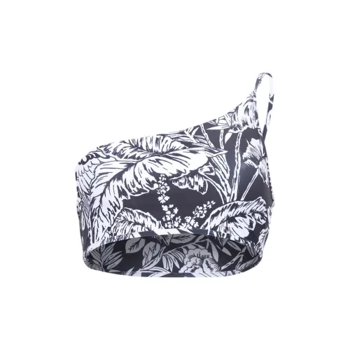 PALM ANGELS Leaf-print One-shoulder Bikini Top