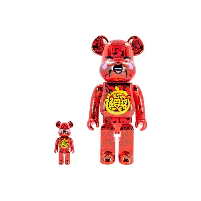 BE@RBRICK x ACU X JAHAN LOH 400%100% 2021 Zhao Cai Jin Bao Red Trendy Figures 7cm/28cm-1