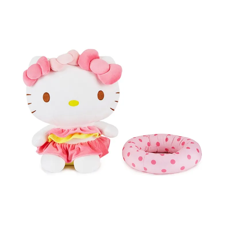 Sanrio Hello Kitty Summer Beach Style, Swim Ring Hello Kitty Dolls Plush Doll 30cm Height-3