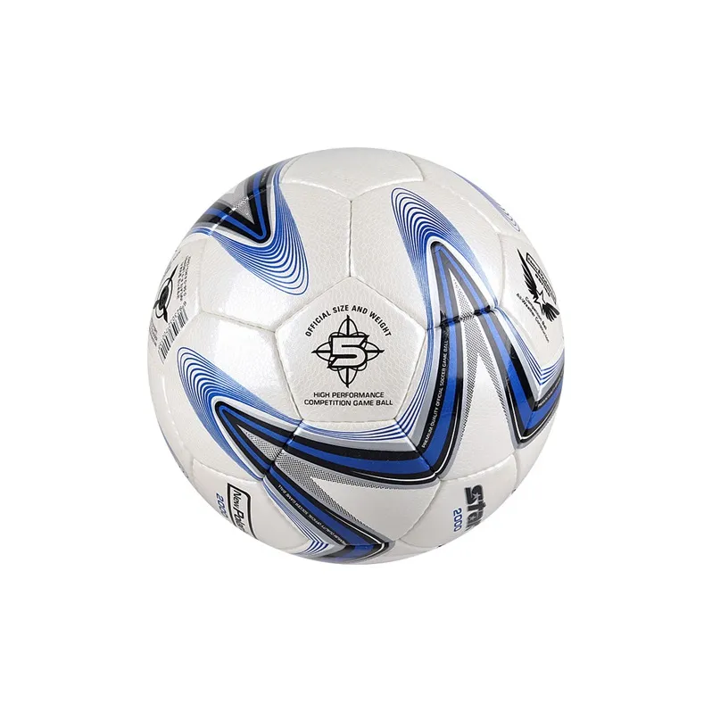 Star Size 5 Soccer PU Hand Stitched Soccer Ball Unisex Silver Blue-8