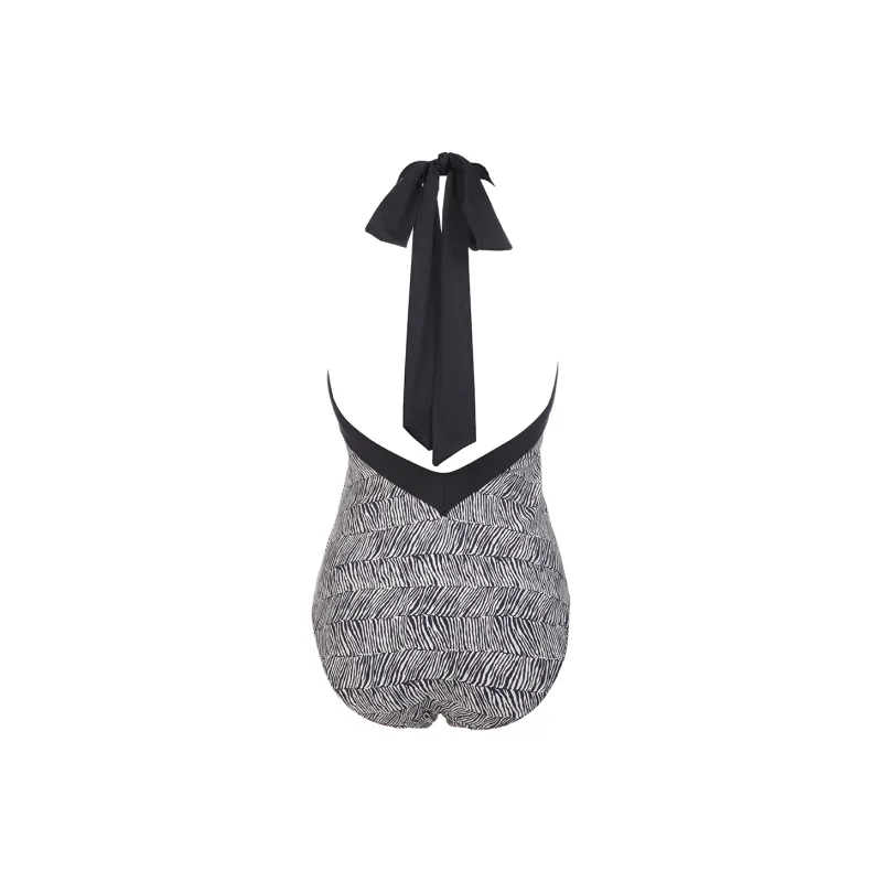 Selmark One Piece Swimsuits Women's Black White-1