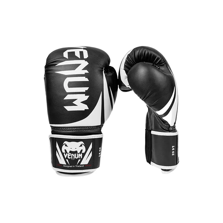 VENUM Boxing Gloves PU Leather Unisex Black White-1