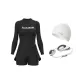 Fish Belly White Swim Cap+Fish Belly White Swim Goggles+Squid Black Swimsuit Two-Piece Set