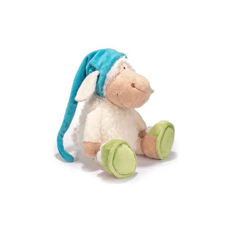 NICI Meow Sheep Collection Jolly Mah Sleep Cap, Healing/Companionship, White Dolls Plush Doll 25cm/35cm Height-1