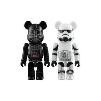 BE@RBRICK STAR WARS Star Wars Darth Vader & Stormtrooper Black Warrior & Stormtrooper 2 Pack Set Hang Tag Box 100% 7cm