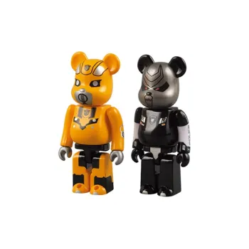 BE@RBRICK TRANSFORMERS BUMBLEBEE+BARRICADE Roadblock, Second Edition Trendy Figures 7.5cm