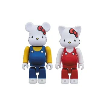 BE@RBRICK Nyabrick Hello Kitty Red Overalls Ver. White