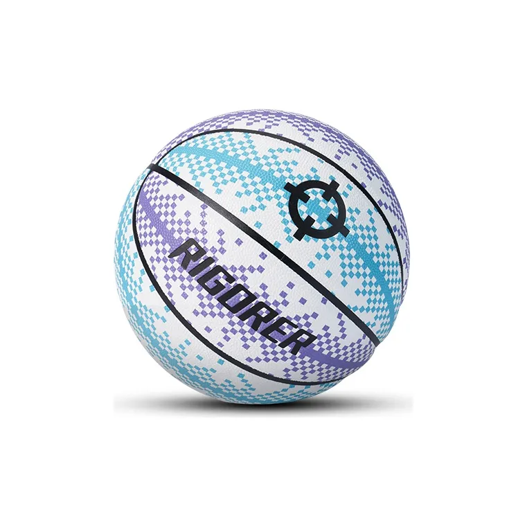 RIGORER Pixel Collection PU Basketball Blue Purple White Size 7 Training Unisex-3