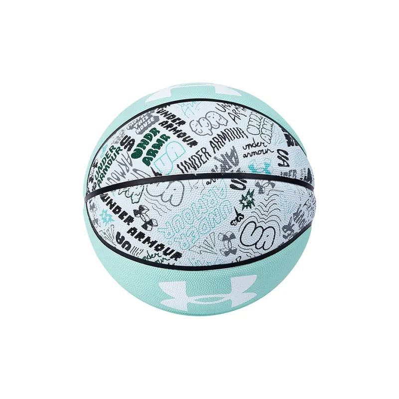 Under Armour Graffiti Rubber Basketball Tiffany White Green Size 7 Ball Training Unisex-2