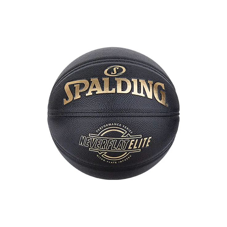 SPALDING NEVERFLAT Series PU Basketball Black Gold Size 7 Training Unisex-0