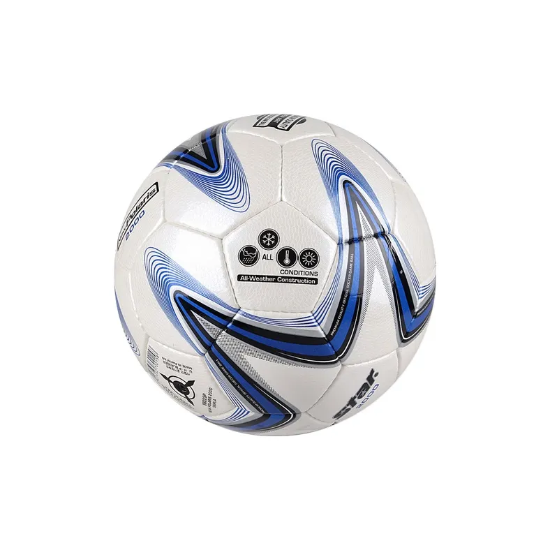 Star Size 5 Soccer PU Hand Stitched Soccer Ball Unisex Silver Blue-7