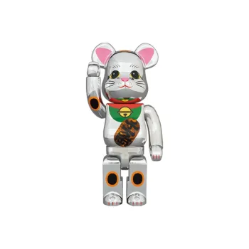 BE@RBRICK Maneki Neko Silver Plated Luminous