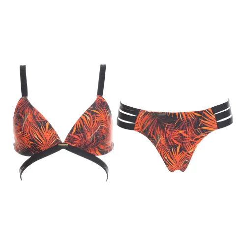 Selmark Women Spanish Celebrity Collaborative Design Tropical Print Two-Piece Bikini Red