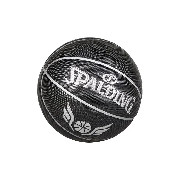 SPALDING PU Basketball Black Silver Size 7 Ball Training Unisex-3