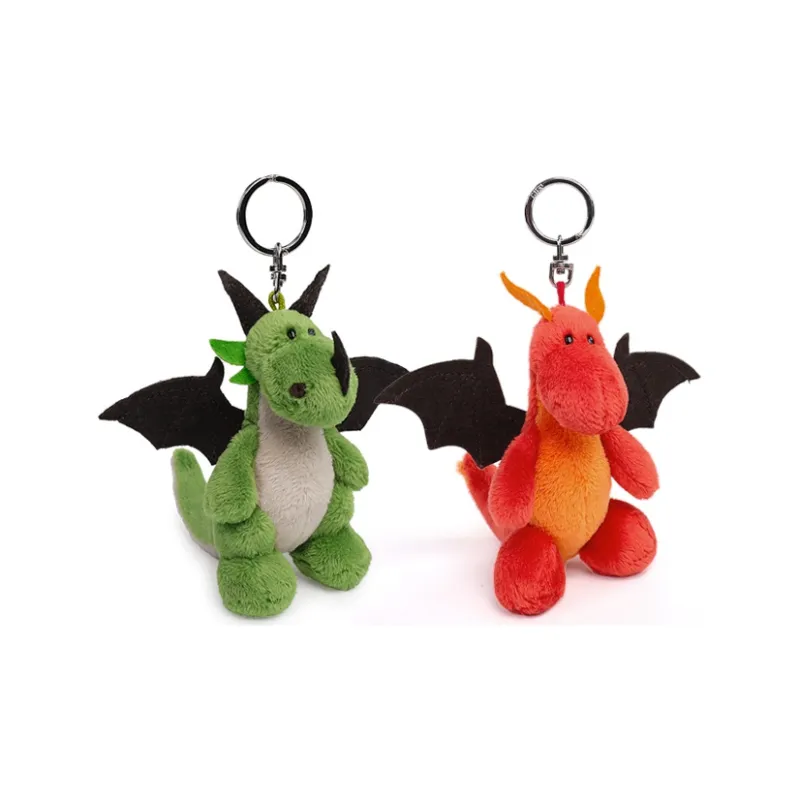 NICI Green Dinosaur+Orange Dinosaur, Plush Doll Pendant, Couple Combo, Green/Orange Dolls Plush Pendant 10cm Height-1
