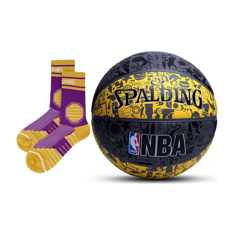 SPALDING Graffiti Rubber Basketball Black Gold Size 7 Training-6