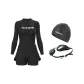 Octopus Black Swim Cap+Octopus Black Swim Goggles+Octopus Black Swimsuit Two-Piece Set