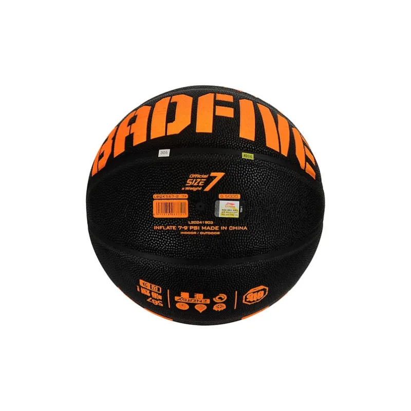 LiNing Color Street Collection Moisture Absorbing Leather Basketball Black Size 7 Street Training Unisex-1