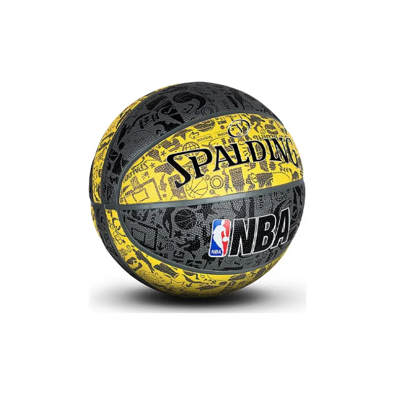 SPALDING Graffiti Rubber Basketball Black Gold Size 7 Training-2