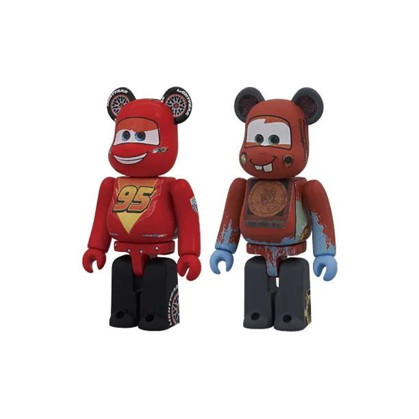 BE@RBRICK Movie Animation Racing Mobil 2 Lightning McQueen & Mater 2 Pack Set Hang Tag Box 100%-0