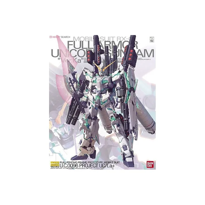 BANDAI MG 1 100 Unicorn Gundam Unit 1 Mobile Suit Gundam Unicorn Full Equipment Card Version 18cm Hobby Model-5