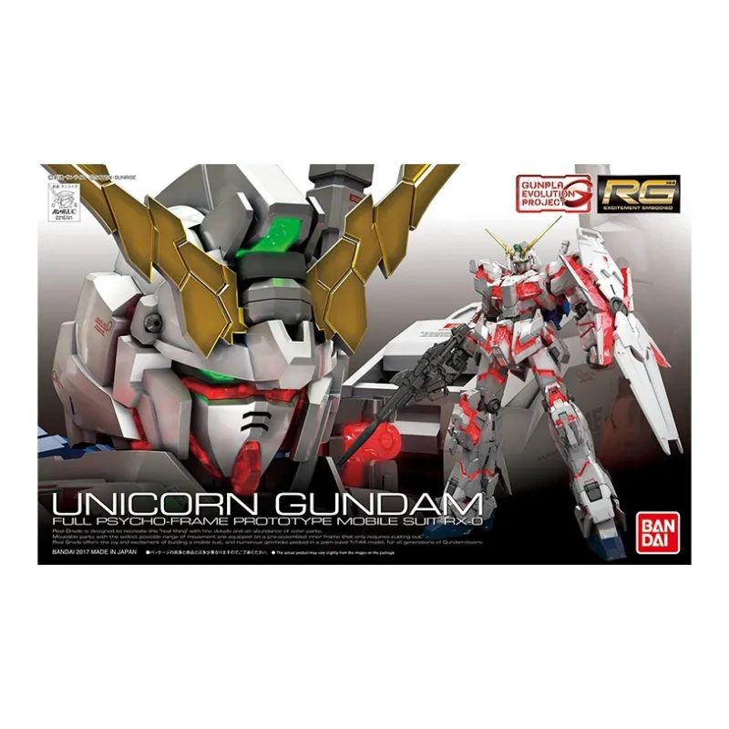 BANDAI RG 1/144 Mobile Suit Gundam Unicorn Gundam Unit 1 13cm Hobby Model-3