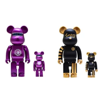 BE@RBRICK 400%100% Macau Noir Gold Black With Neon Futurity Trendy Figures 100%+400%