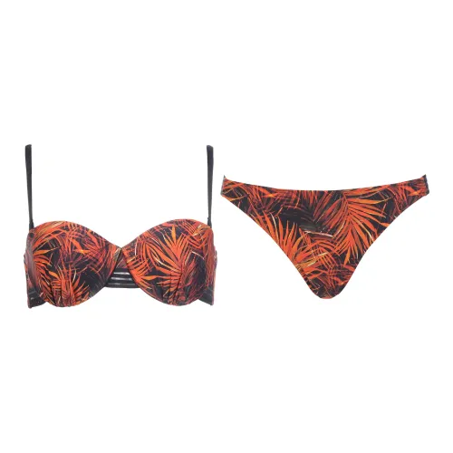 Selmark Bikinis Women's Orange Red Print