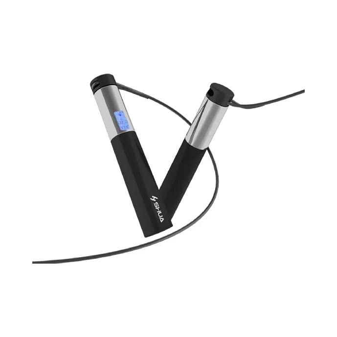 SHUA Fitness Training Smart Counting Jump Ropes Fitness Crowd PU Steel Wire Rope, Silicone Controller 3m Black-1