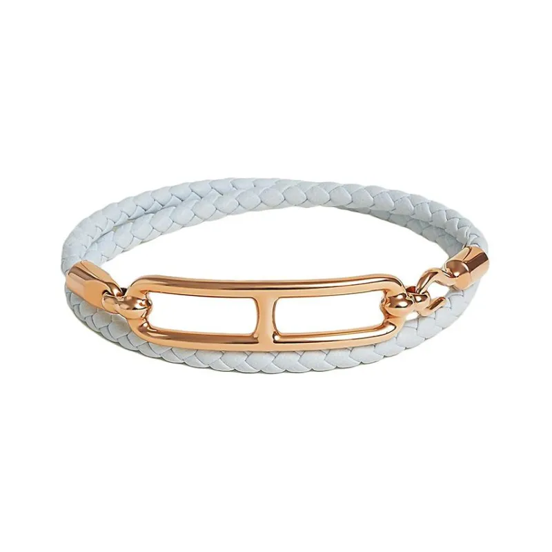 HERMES Roulis Metal Bracelets Unisex Light Blue-0