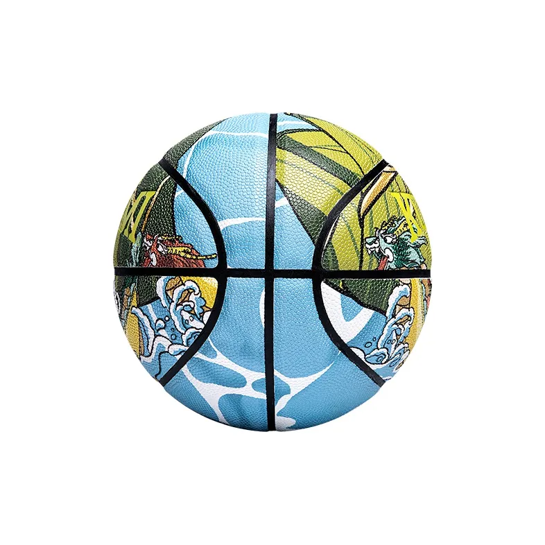 FireMonkey x Kuangmi Traditional Chinese Festival Series PU Basketball Blue Green Size 7 Ball Training Unisex-4