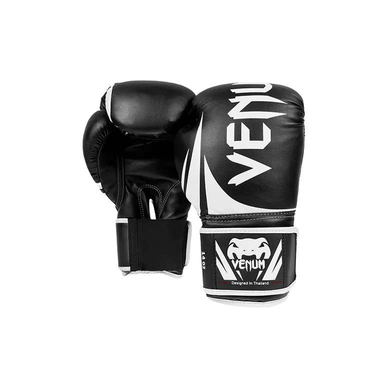 VENUM Boxing Gloves PU Leather Unisex Black White-0
