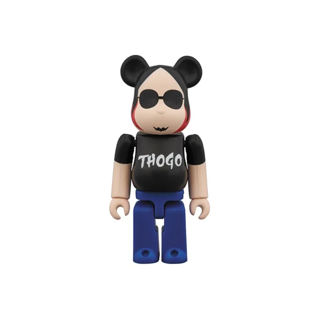 BE@RBRICK THOGO Black Top Blue Bottom Hang Tag Box 100%-0