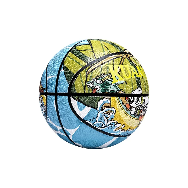 FireMonkey x Kuangmi Traditional Chinese Festival Series PU Basketball Blue Green Size 7 Ball Training Unisex-3
