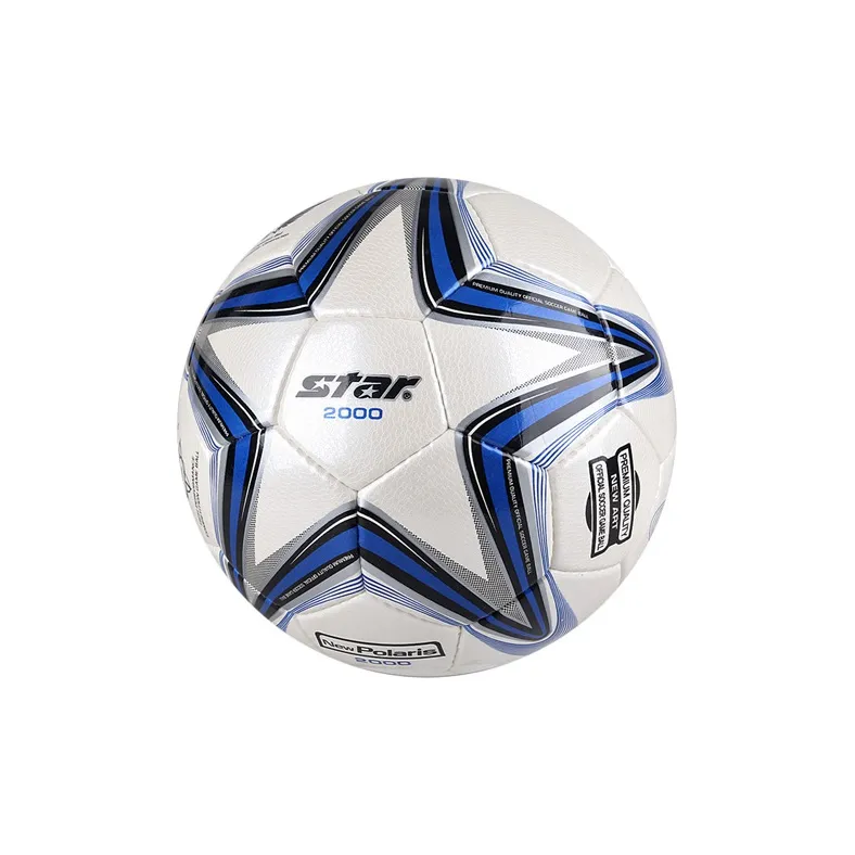 Star Size 5 Soccer PU Hand Stitched Soccer Ball Unisex Silver Blue-6