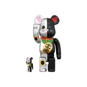 BE@RBRICK Maneki Neko Silver/Black