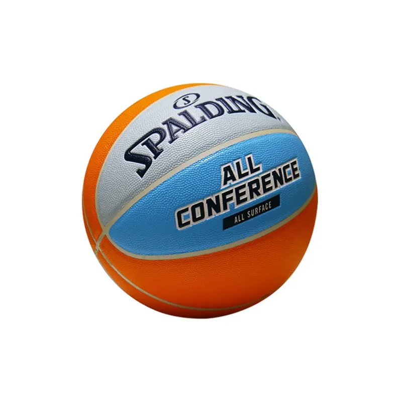 SPALDING Rubber Basketball Blue Gray Orange Size 7 Training Unisex-1