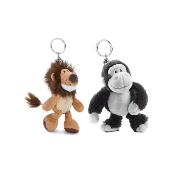 NICI Lion King+Gorilla Baby, Couple Combo, Brown/Black Dolls Plush Pendant 10cm Height