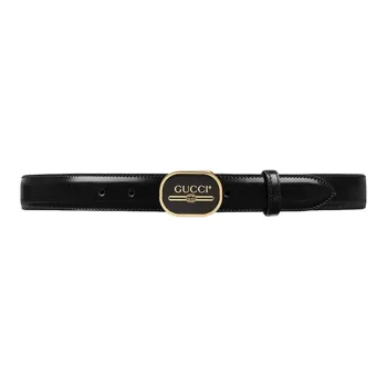 GUCCI Leather Leather Belts Men's Black Width  3cm